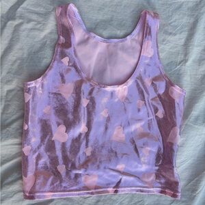 Blackmilk Pink Metallic Tank Top with Heart Design